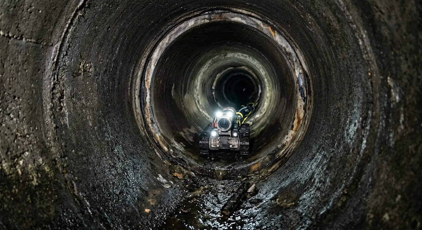 Robotic sewer camera inspecting pipe interior for Sewer Line Cleaning in Chain Lake